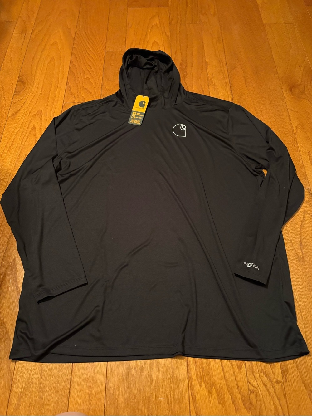 NWT Carhartt Men's Black Force Sun Defender Hooded Long Sleeve Shirt 3XL